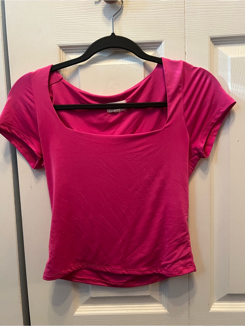 Women’s Square Neck Short Sleeve Top - Hot Pink
